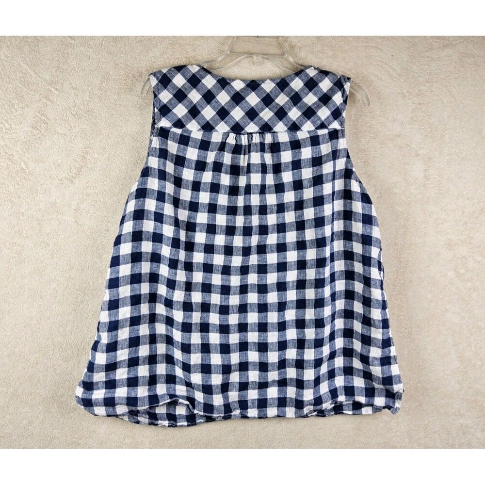 Talbots Women's 100% Linen Sleeveless V Neck Plaid Top Size 2X - Picture 3 of 3